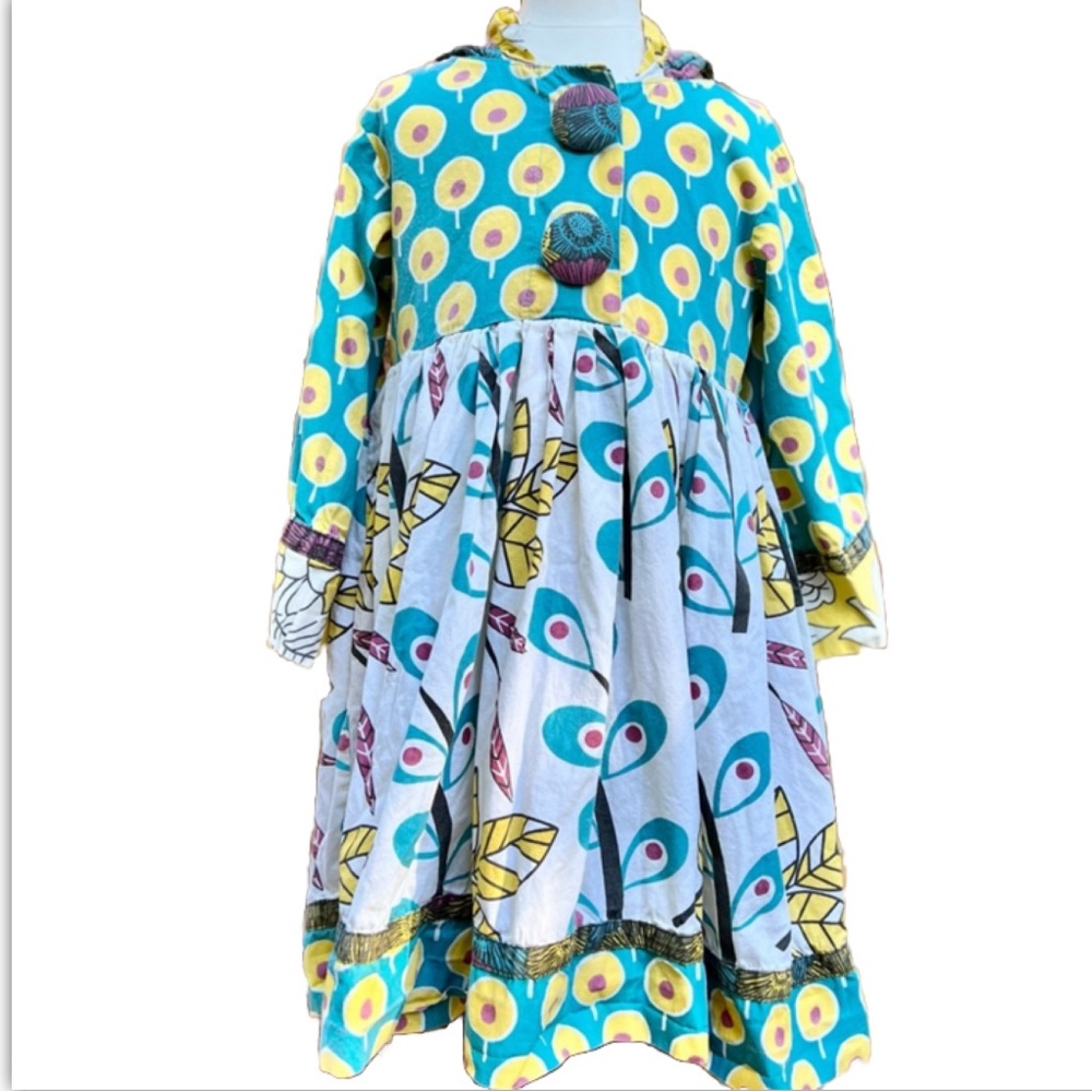 Jelly the Pug - Hooded Dazzle Hannah Dress - size 5, Flowers, Ruffles, Buttons